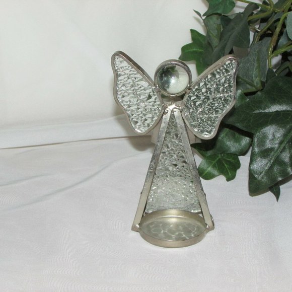 Art Glass Angel Tealight Candle Holder 5.5" Tall Pretty Christmas Holiday Decor - Picture 5 of 7